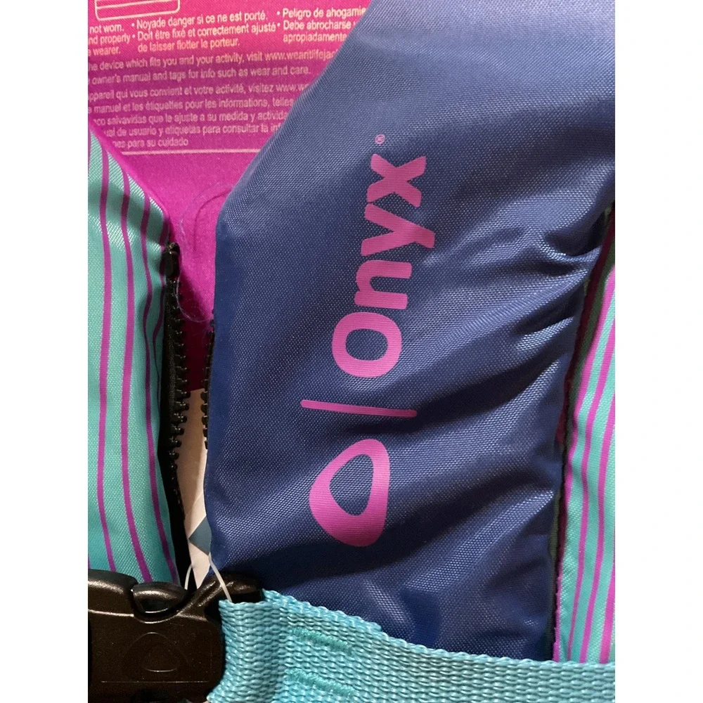 Onyx Youth Life Vest Jacket PFD Blue Pink Teal Stripe Size‎ 70 Boys Girls